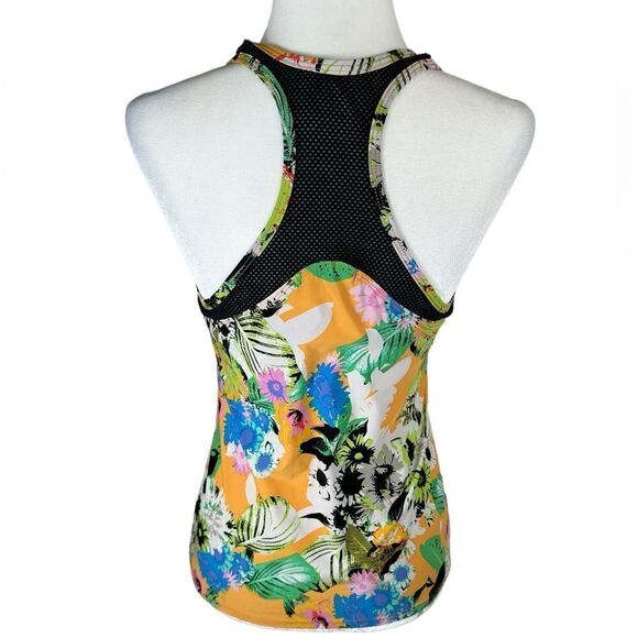Trina Turk Orange Tropical Print High Neck Activewear Bra Tank Top - Picture 3 of 8